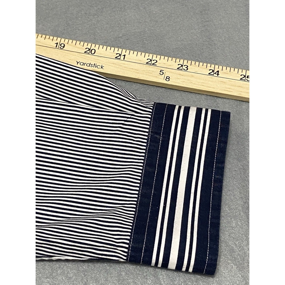Tommy Hilfiger Mens Large Navy White Mixed Stripe Button Down Cotton Shirt - Picture 9 of 9